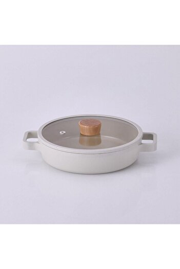 NEOFLAM Fika Cast Aluminum Saucepan with Glass Lid 22 cm Beige