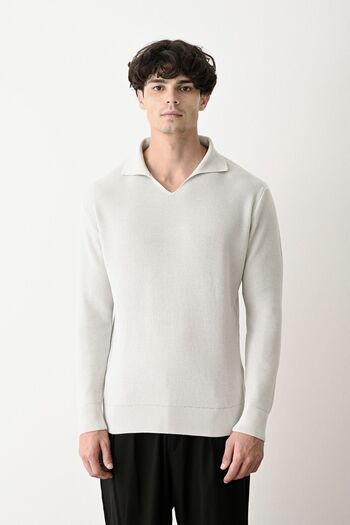 İLKCET MODA V-Neck Solid Color Premium Steel Knitwear Sweater
