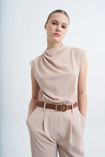 Suziş Stone Colored Women's Jumpsuit - Belted, Model 51023