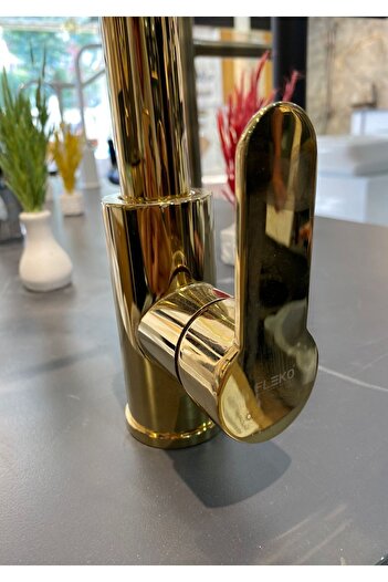 FLEKO Gold Fonksiyonlu Endüstriyel Eviye Bataryası Mutfak Musluğu