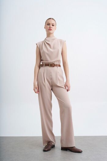 Suziş Stone Colored Women's Jumpsuit - Belted, Model 51023