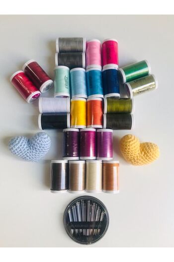 Drima 100 Meters Sewing Thread Set Color Transition 25 Colors (30-Piece Sewing Needle Set with Gift) Tailor and Dowry Set