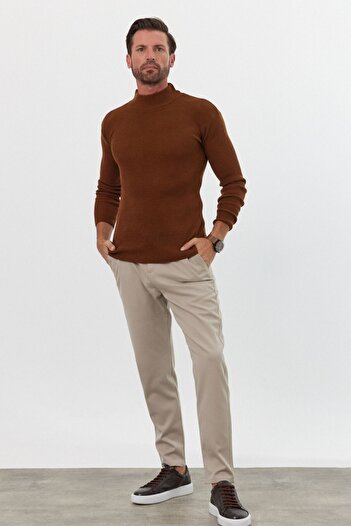 Livio Ferri Ανδρικό Πλεκτό Πουλόβερ με ζιβάγκο Slim Fit - Half Neck