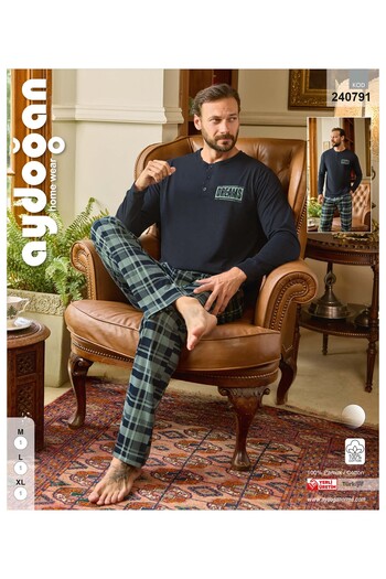 Aydoğan 240791   Men's Placket Long Sleeve Pajamas Set