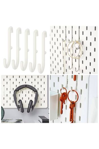 IKEA Skadıs 5 Pieces 6 Cm Multi-Purpose Panel Part Steel Hook Hanger