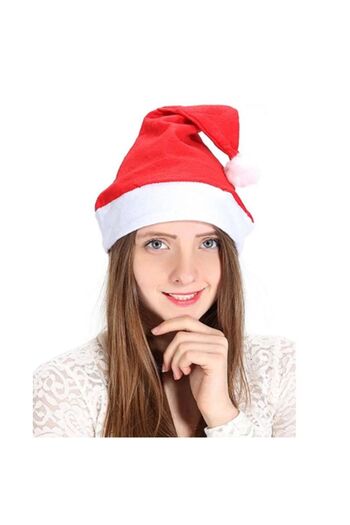 partidolu Adult Fleece Santa Claus Christmas Hat Red White Color