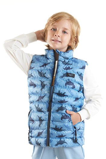 AHENGİM Kids Erkek Çocuk Dino Baskılı Trend Şişme Yelek Ak216061