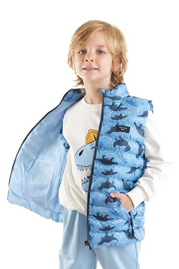 AHENGİM Kids Erkek Çocuk Dino Baskılı Trend Şişme Yelek Ak216061