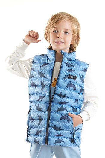 AHENGİM Boy's Dino Printed Trend Vest - Ak 216061