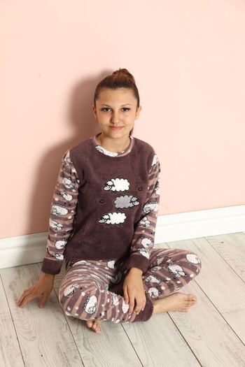 sharin Σετ παιδικής πιτζάμα με μοτίβο χειμερινή Welsoft fleece 9c-20302
