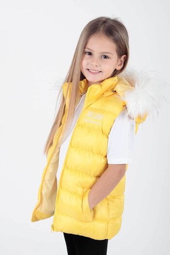 AHENGİM Girl's Trend Furry Hooded Puffer Vest - Ak 215657