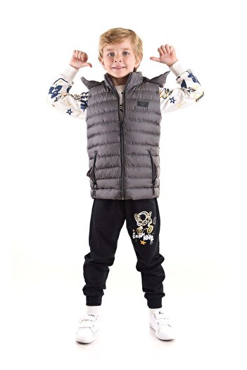 AHENGİM Boy's Hooded Puffer Vest - Fashion Trend Ak 215051