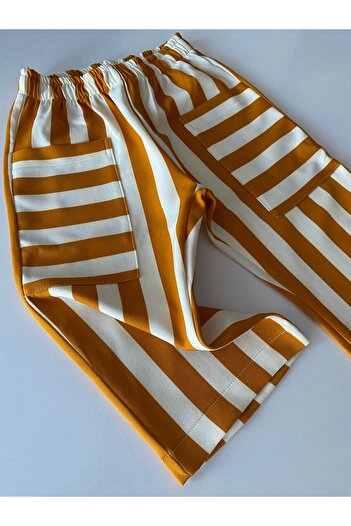 TubiMark Hardal Çizgili Cepli Krep Pantalon