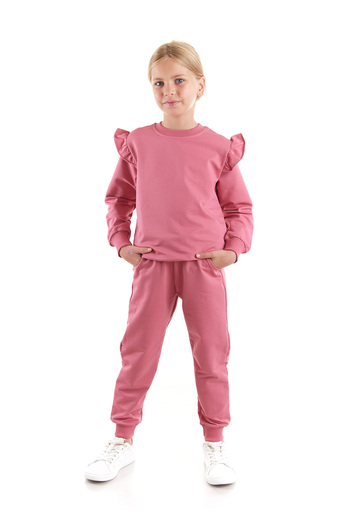 AHENGİM Κοριτσίστικο σετ αθλητικής φόρμας Cotton Trend - Frill Detailed Ak2515