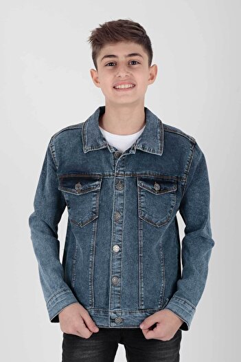 AHENGİM Kids Erkek Çocuk Jean Ceket Günlük Modaya Uygun Ak22145123