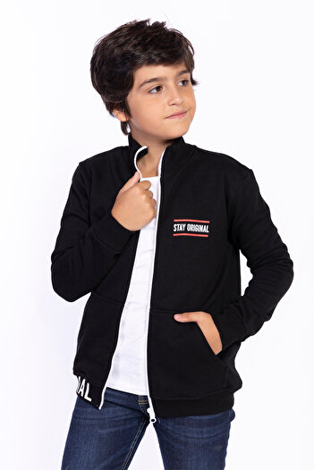 Toontoy Boy's Printed Kangaroo Pocket Cardigan