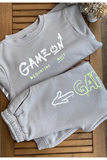 Baby BabyAden game-on gray 3 thread woven Tracksuit suit for boys