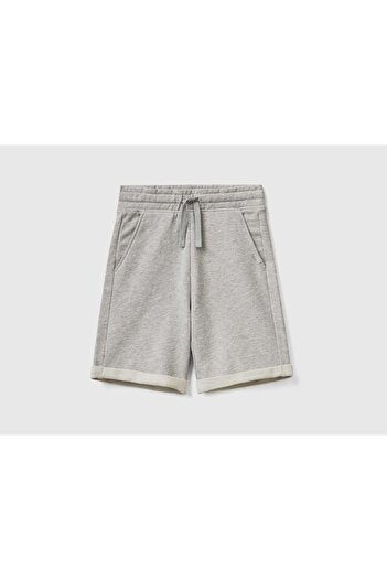 United Colors of Benetton Benetton Logo Gray Melange Boys Bermuda Sweat Shorts