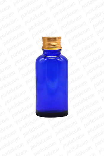parlakcam Essence and so On. Blue Glass Gold Cap Cologne Bottle - 30ml, 6 Pieces