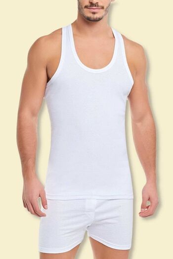 Tutku 3-Piece Ribbed Classic Strap White Undershirt