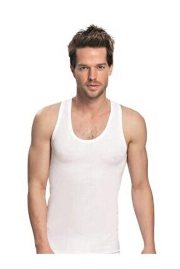 Seher Yıldızı New Season Men's White Combed Cotton Undershirt - Emr3064 (1 Piece Economical)