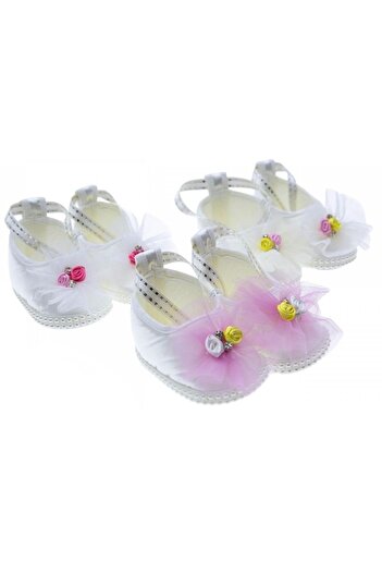 Yogi parti Newborn Baby Girl Decorated Mevlüt Shoes - Size 17, 17.5 cm Sole, 0-4 Months Size