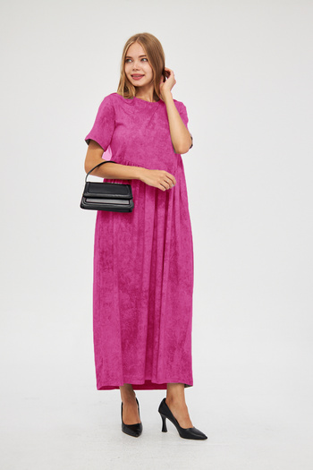 ESPİNA Cupra Short Sleeve Maxi Dress - Acid Washing Effect and Drawstring