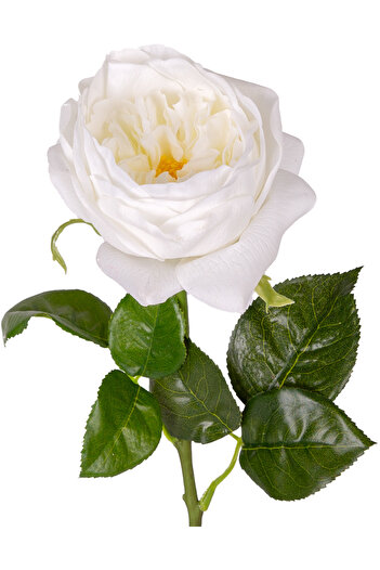 Herdekora Floare Artificială Texturată Umedă Trandafir Alb 48 Cm.