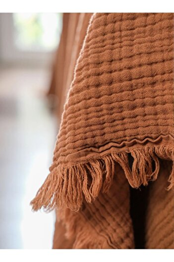 OTEXSA Tan Muslin Single Bedspread - Pike (160 X 200 cm) 4 Layers