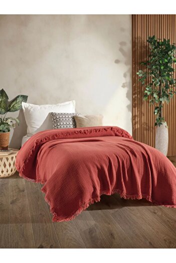OTEXSA Brick Colored 4 Layer Muslin Bedspread - Single (160X200Cm)