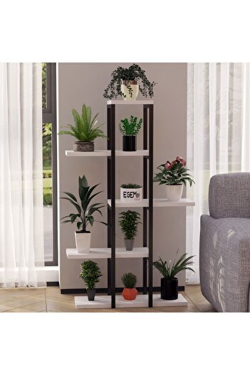 EGEMEV Dekoratif 5 Raflı Metal Çiçeklik Saksı Standı Saksılık