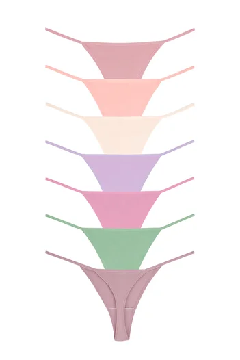 Dominant Colorful Soft Thong 7 Piece Satisfaction Multiplication Women's Pantology