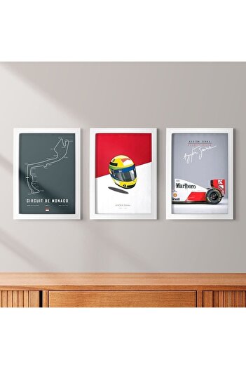 KAYNOCK Ayrton Senna 3'lü Set, Mclaren, F1, Formula 1, Tablo Seti, Poster Tablo Dijital Tasarım