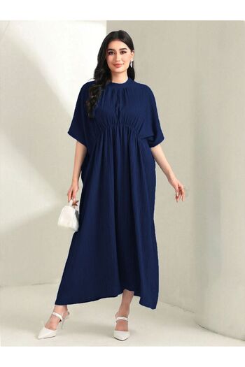Know Navy Blue Modest Bat Sleeve Dress