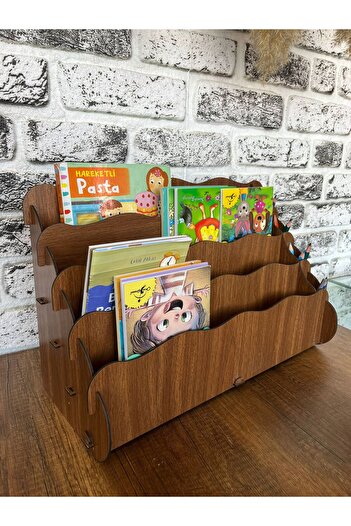 KLES Montessori Kids Bookshelf with 4 Shelves Wood a Kids Room Bookshelf Desktop Mini Bookshelf