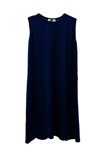 Nuss Mercerized 008 Model Navy Blue Knitwear Tunic - Μηδενικό μανίκι