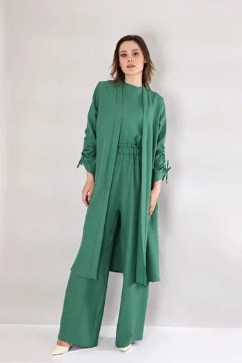 Know Women's Green Pants Kimono Caftan Set