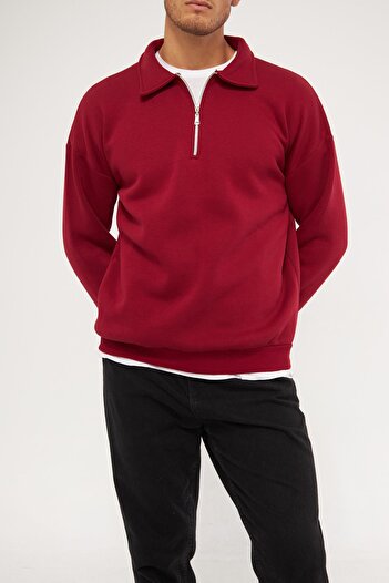 GHASSY CO. Ghassy Co. Men's Polo Collar Oversize Half Zipper Sweatshirt