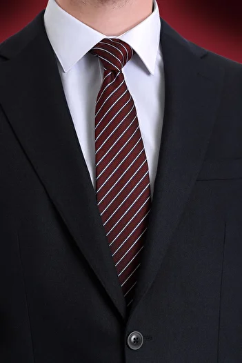 Hatemoğlu Burgundy Striped Tie