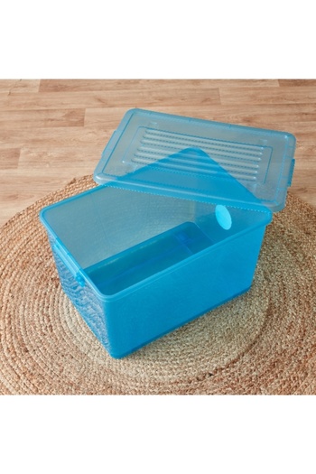 Home Box Rolling 55 L Storage Box with Wheels and Lid 56x39x31.5 cm