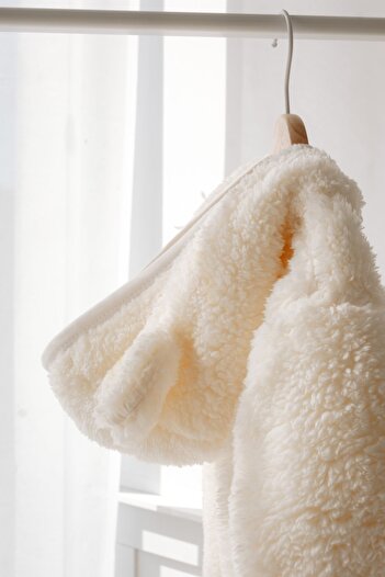 Mother Love Plush Teddy Zippered Ear Cardigan - Unlined
