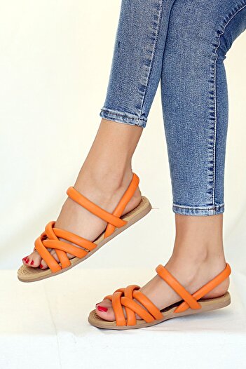 Pembe Potin Women's Orange Knitted Sandals
