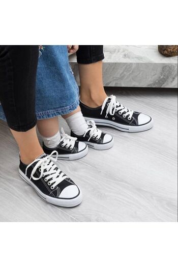 Pembe Potin Unisex Black Sneaker Linen Sports Shoes Mother Father Kids Set