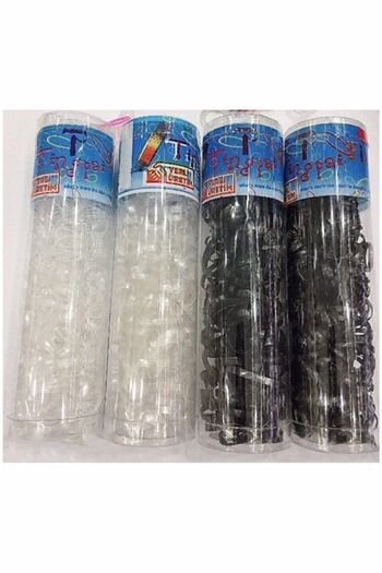 İNCİ AKSESUAR Thin Rubber Buckle 4 Tubes 2 Boxes Transparent 2 Boxes Black Hair Braiding Rubber