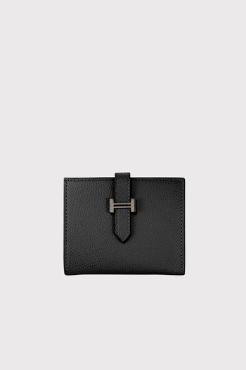 Garbalia Helsinki Black Women's Card Holder Wallet - External Belt, Zipper and Coin Compartment