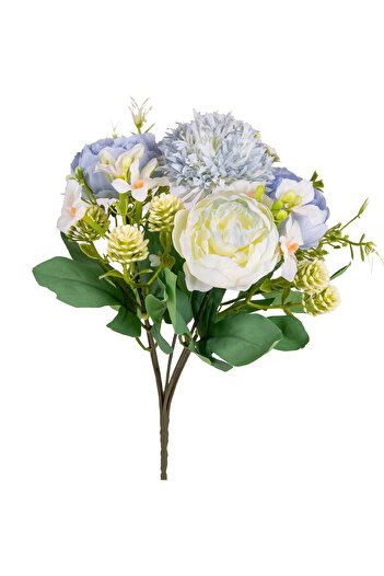 Herdekora Buchet de flori artificiale bujor 6 ramuri albastru-alb 30 cm.