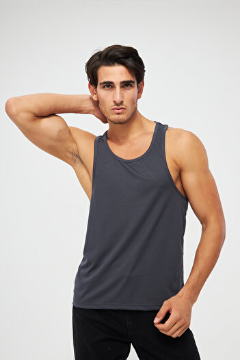 YÜKSEL IŞIK Men's Kobe Printed Anthracite Sports Tank Top