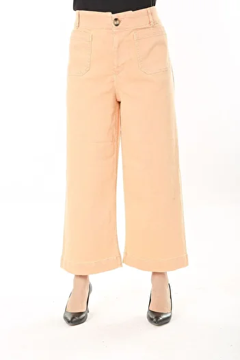 Şans Orange Lycra High Waist Jeans - Large Size, Wide Leg, 4 Pockets 65N37920