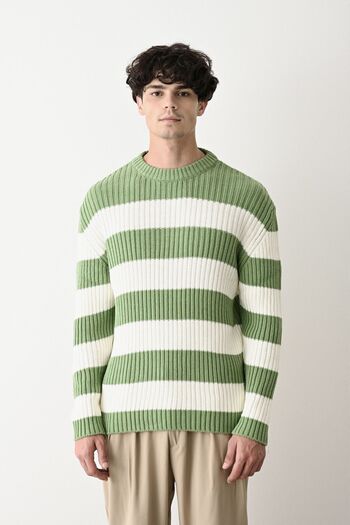 İLKCET MODA Ανδρικό ριγέ πουλόβερ oversize