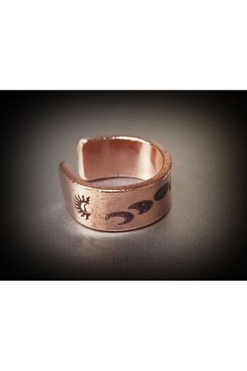 DA Cooper Design Copper Bracelet Cycles of the Moon Symbol Copper Bracelet & Ring Set 45 Gr